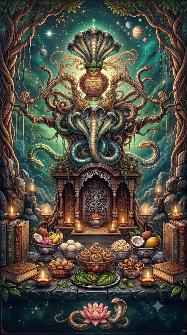 Ashlesha nakshatra — Nagas (the serpent deities), symbolised by coiled serpent