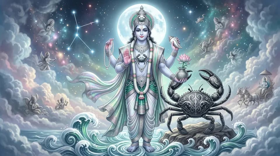 Karka (Cancer) — ruled by Moon, symbolised by the crab