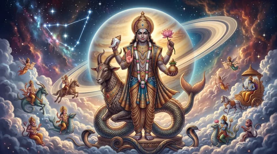 Makara (Capricorn) — ruled by Saturn, symbolised by the sea-goat