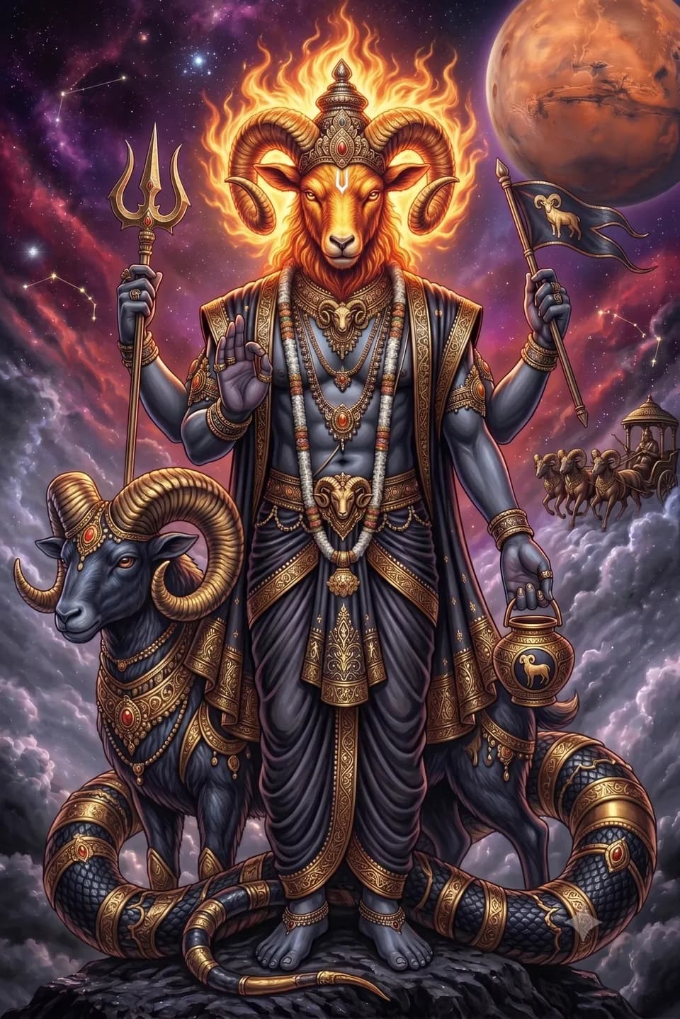 Mesha (Aries) — ruled by Mars, symbolised by the ram